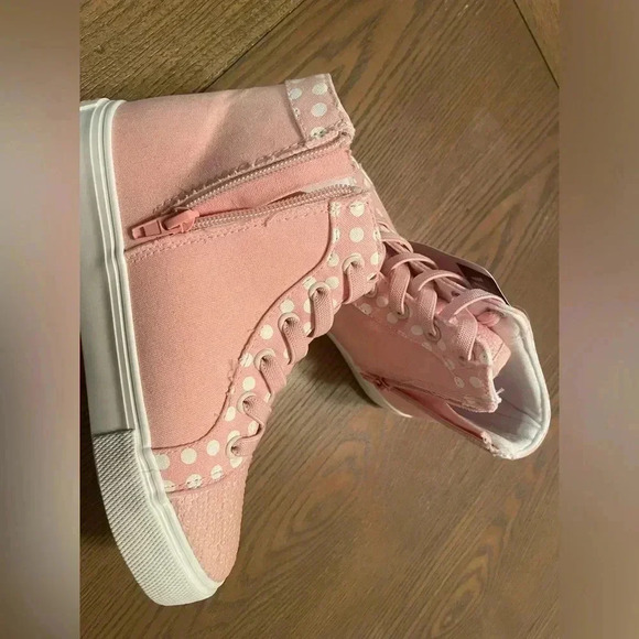 DISNEY Minnie Mouse Girls Hi Top SNEAKERS PInk & SEQUINS Sz 2 New With Tags - Picture 4 of 7